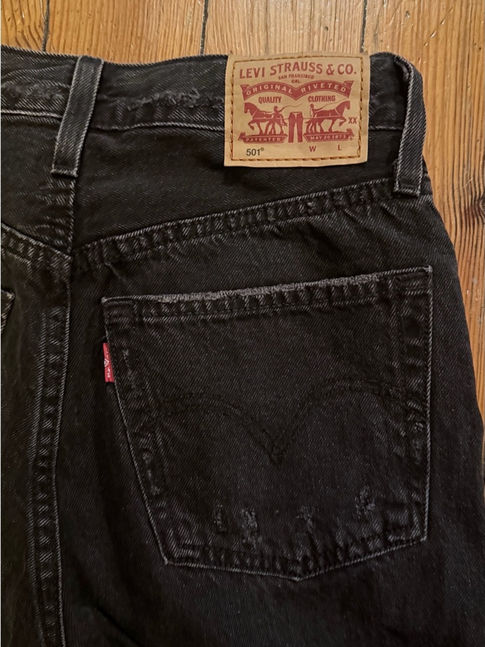Levi's 501 Original Fit Black Distressed Straight-Leg Jeans - Picture 7 of 10